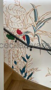 FRESQUE murale JUNGLE ESCALIERS duplex À MONTROUGE cécile alvarez caddous&alvarez